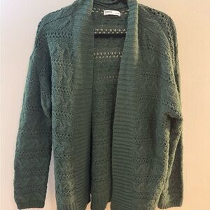 Sonoma Green Open-Front Knit Sweater